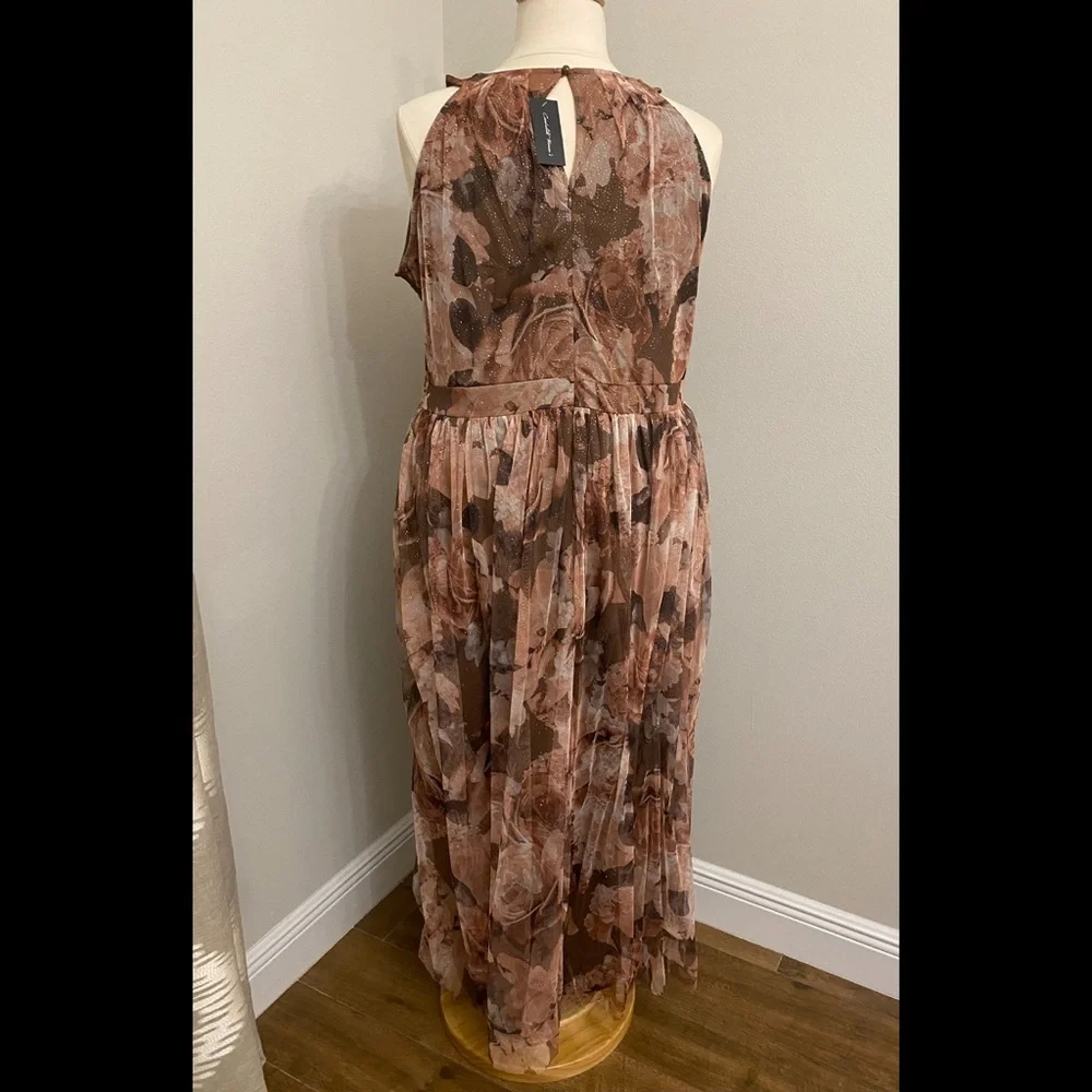 Candalite Plus Dress Brown Blush Mesh 2X Plus Size - Picture 4 of 4